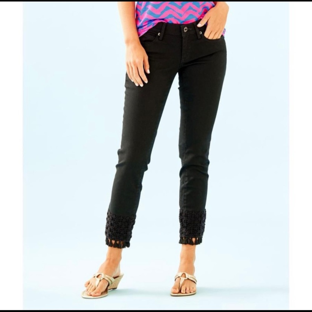 Lilly Pulitzer South Ocean skinny pom crop Sz 12